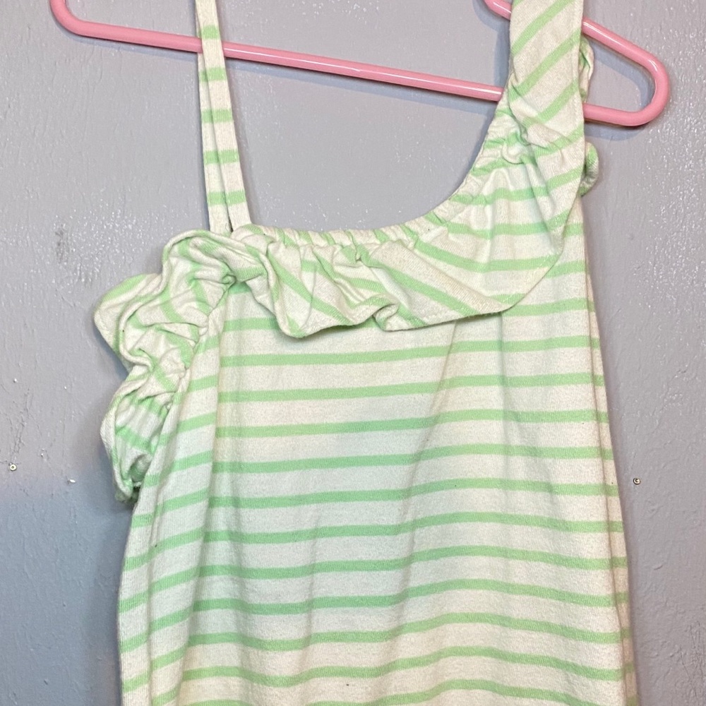 White/green striped top